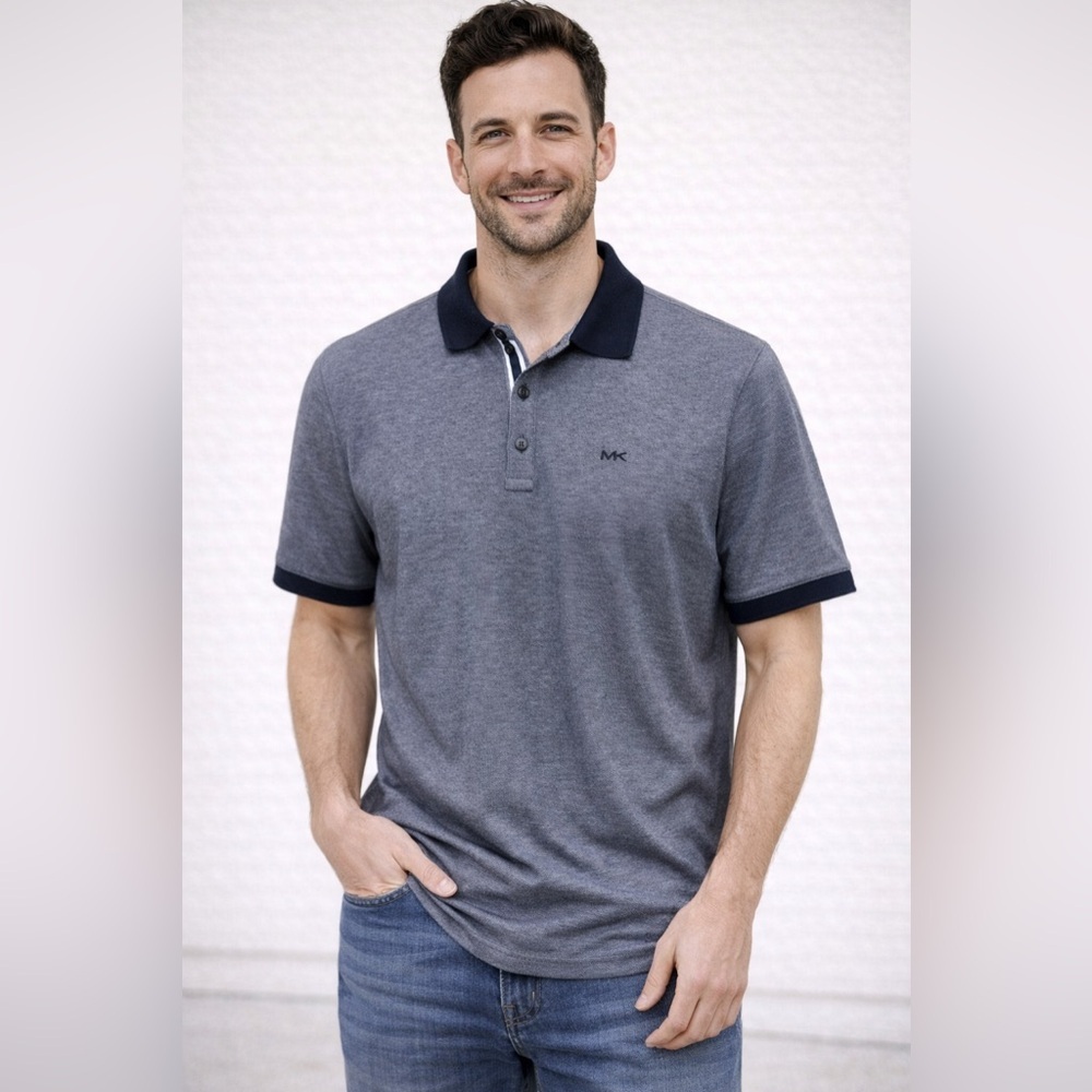 Michael Kors Navy Textured Polo